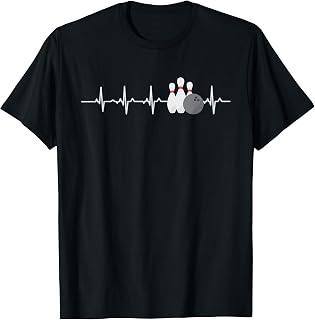 Bowling Heartbeat Funny Bowler League Team Gift Men Women T-Shirt