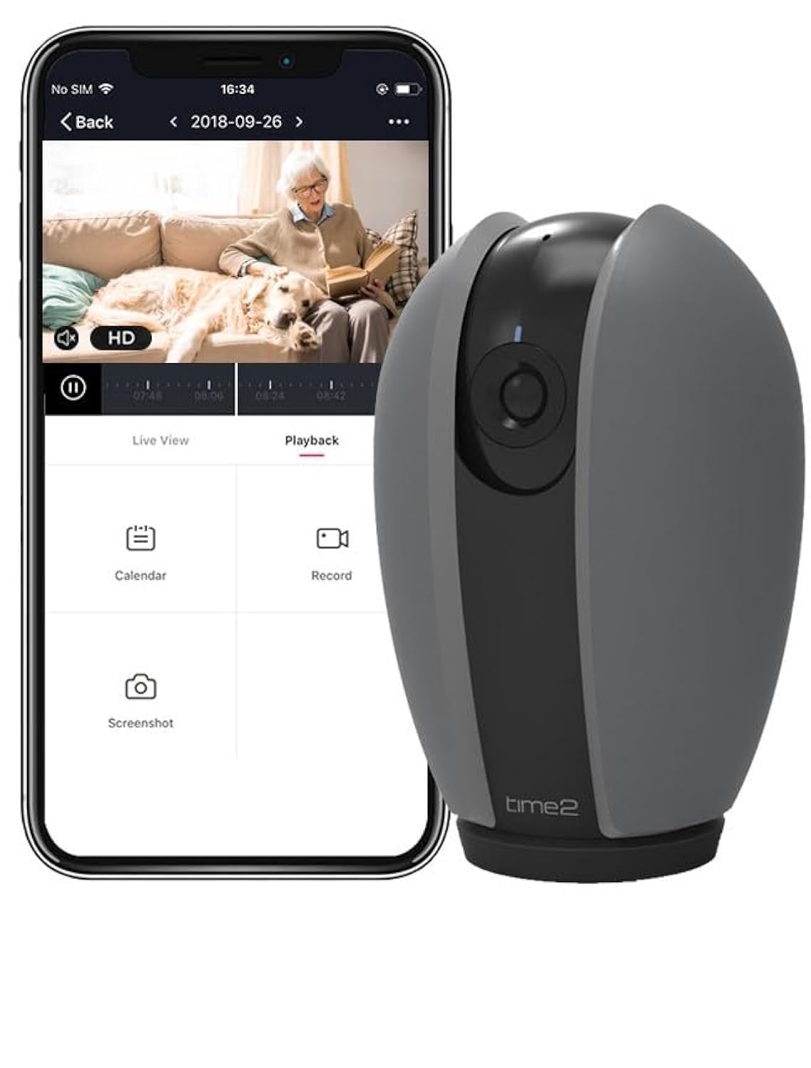 Time2 Olivia - Wifi Indoor Security Camera | 355° Motion Track | Alexa/Google, 2 Way Talk, SD/Cloud Storage | 1080P Baby Monitor Camera With App Control System | Pet, Dog & Elderly Cam At Home (1 Pcs)