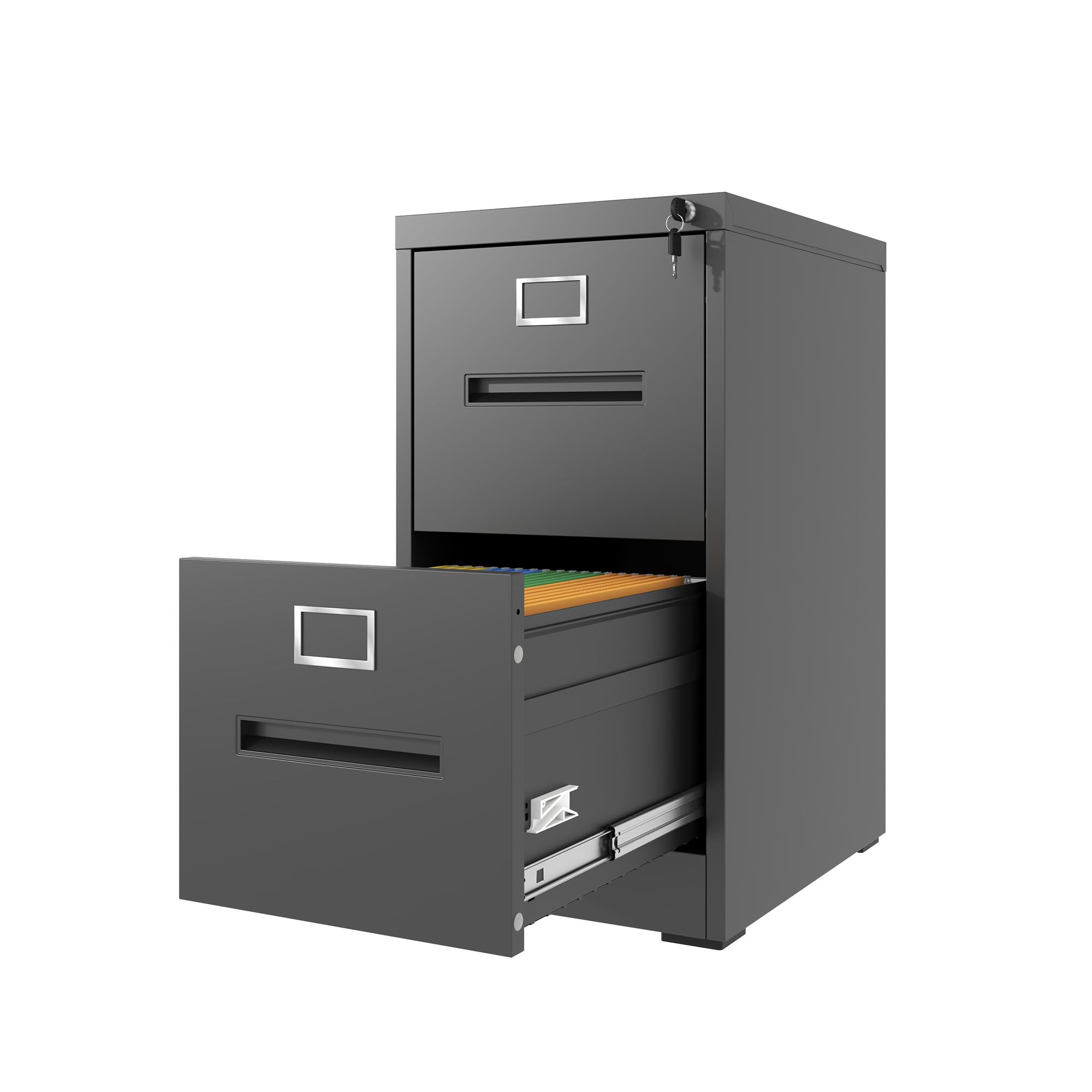 Classeur Vertical métallique à 2 tiroirs avec Serrure, Format A4/Lettre, pour Bureau ou Maison. Assemblage requis (Blanc) (Noir).