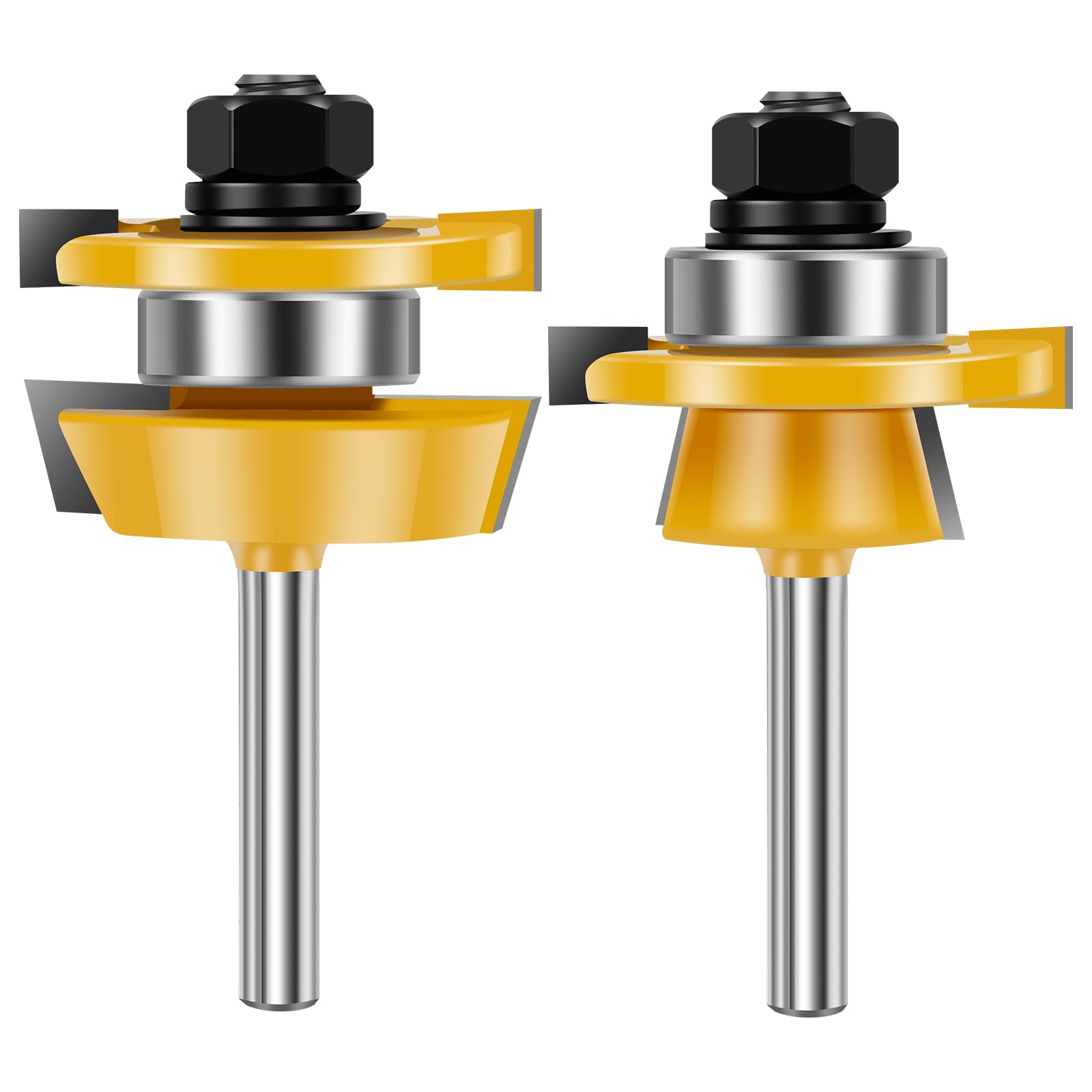 Lulobtg Grain 2Pcs Shaker Rail And Stile Router Bit Set 1/4'' Shank Tongue And Groove Router Bit Carbide Tip Wood Milling Cutters For Cabinet Door Woodworking