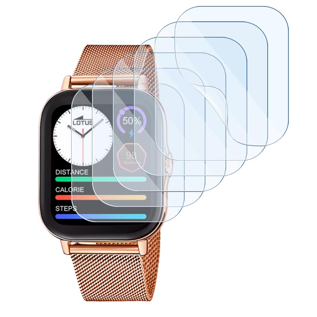 KARYLAX - (6 protectores de pantalla de vidrio flexible, resistente a los arañazos, película protectora compatible con LOTUS Smartime 50032/1 smartwatch
