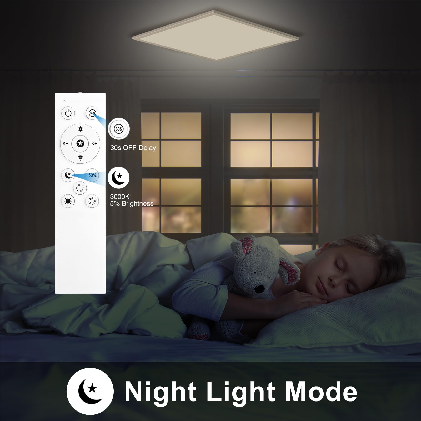Oraymin LED Panel Deckenleuchte RGB, 45x45 cm Deckenlampe Dimmbar mit Fernbedienung, 28W 3100LM LED Panel Farbwechsel, Speicherfunktion, 3000K-6500K Quadrat Lampe für Wohnzimmer Schlafzimmer