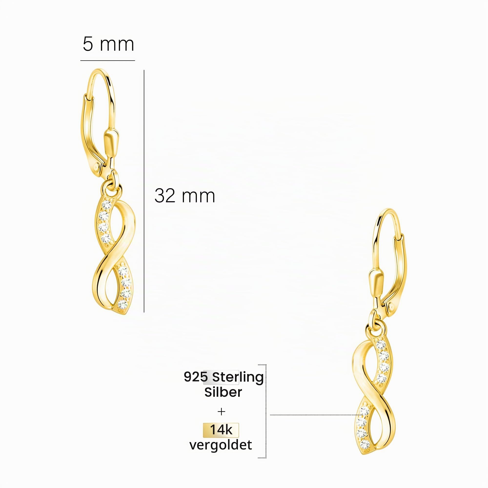 SOFIA MILANI - Damen Ohrringe 925 Silber - mit Zirkonia Steinen - Unendlich Infinity Ohrhänger