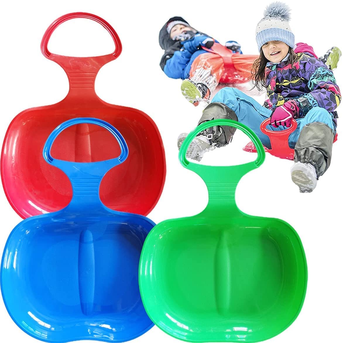 SRN Snow Sled Board with Handle Kids Heavy Duty Sledge Protable Outdoor Winter Skiing Boards Unisex And Also Sutiable for Children as Pull Along Toy, M