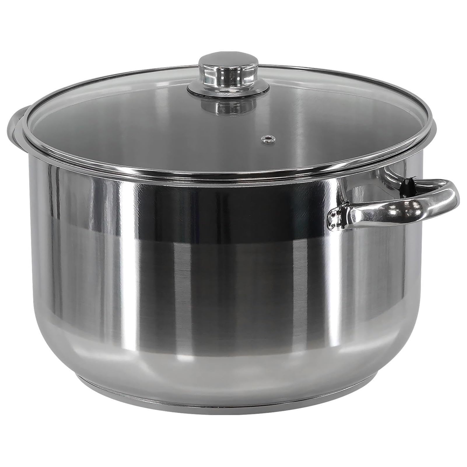 THEGA Grand Stock Pot avec Couvercle - Stockpot en Acier Inoxydable, Casserole en Acier Inoxydable Stockpot Base À Induction Grand Stock Pot Profond Couvercle en Verre(24 x 14 cm 6.5 LTR)