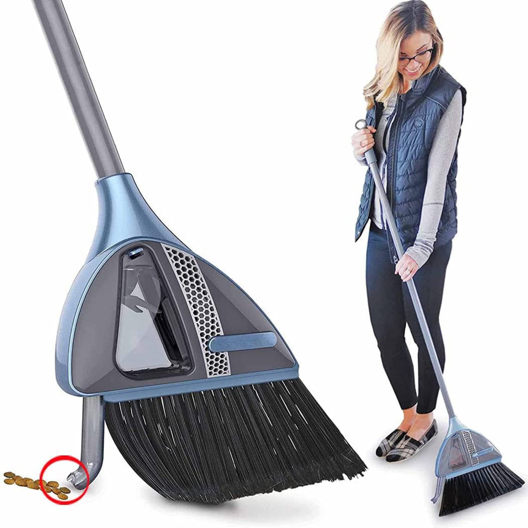 Barredora 2 en 1 con aspiradora integrada, no más agacharse, escoba de barrido con asa/boquilla inteligente/succión vórtice de 20.000 rpm/batería de litio, limpieza sin ruido para suelos de madera