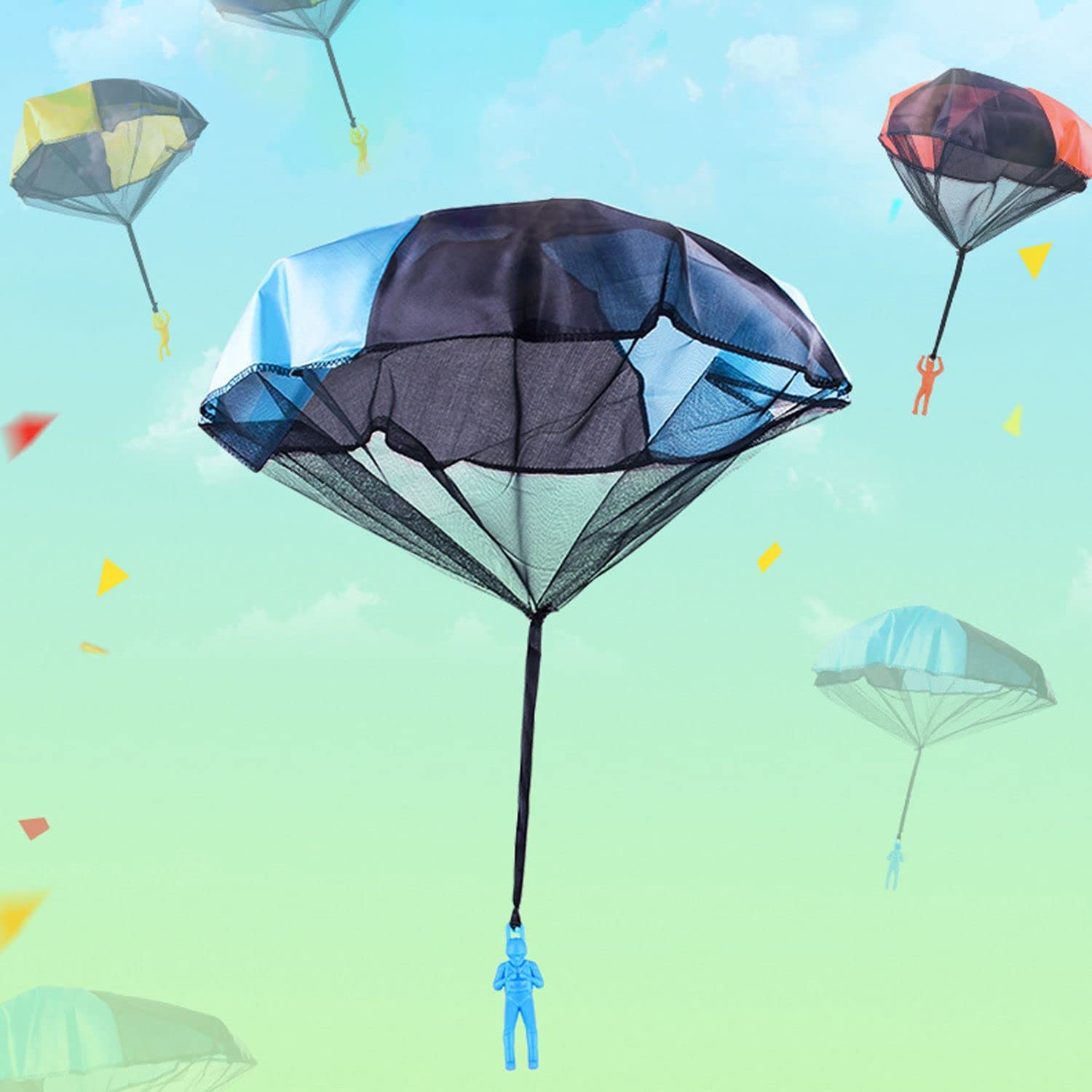 Set di 5 Giocattoli da Paracadute, Paracadute, Paracadute, Giocattolo di atterraggio per aquiloni da Uomo, Gioco da Giardino per Bambini, Giochi all'aperto per Bambini