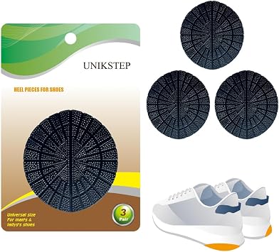 UNIKSTEP 3 Pairs Heel Pieces for Shoes, Worn Sneaker Heel Repair Plate, Sports Shoes Bottom Replacement Rubber Patch Black, Universal Size
