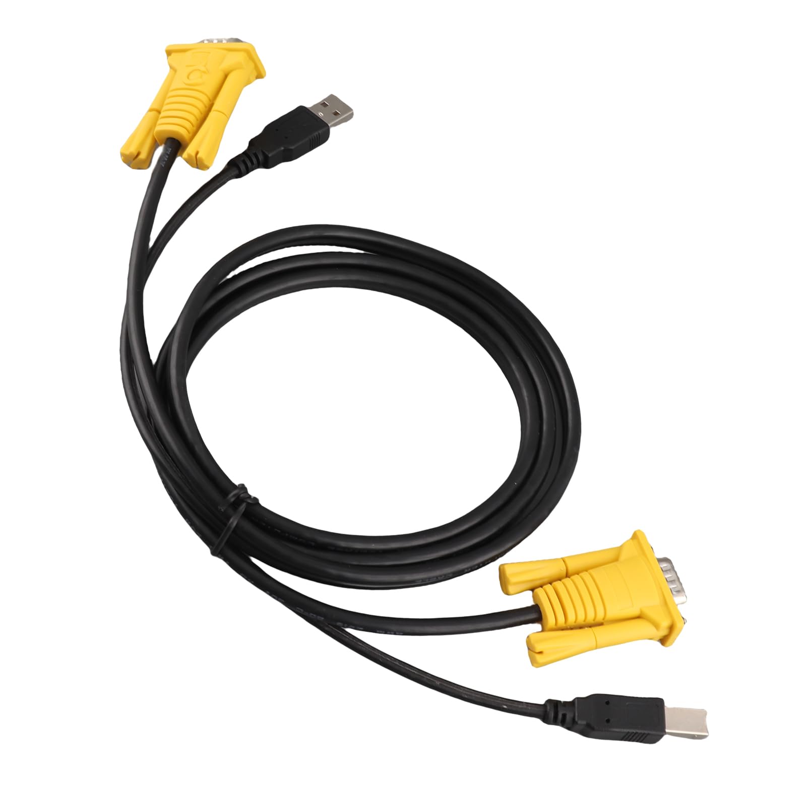 Câble KVM USB Pratique de 1,5 M avec Connecteurs VGA et USB, Idéal pour la Connexion PC, Matériau PVC, Indispensable pour Les Utilisateurs de Commutateurs KVM