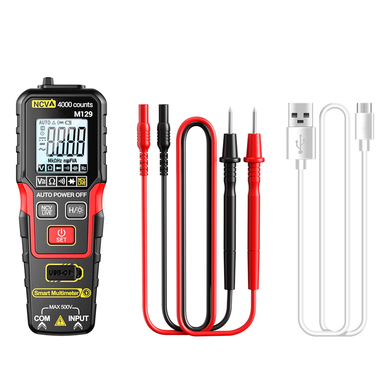 Kalttoy Red Multifunction Digital Multimete Truerms Handheld High Precisions Tester Ncv Votage 4000 Count Resistance Digital Multimeter Voltages Tester