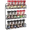 MyGift 3 Tier Wall Mounted Black Metal Wire Spice Rack with Scrollwork Design, Seasoning Jars and Condiment Pantry Organizer