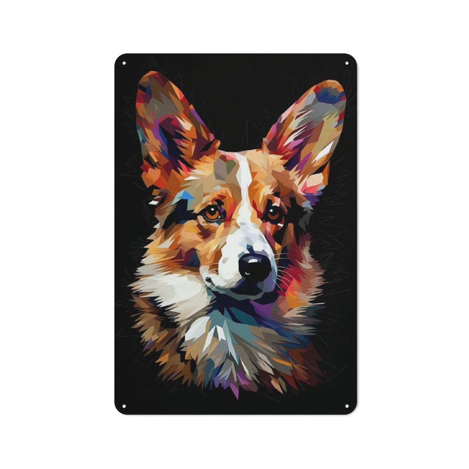 Junmoney Corgi Geometric Abstract Metal Wall Sign 30X20cm, Rustic Decor For Hallway Wall, For Metal Sign Collectors, For Garage And Workshop Walls