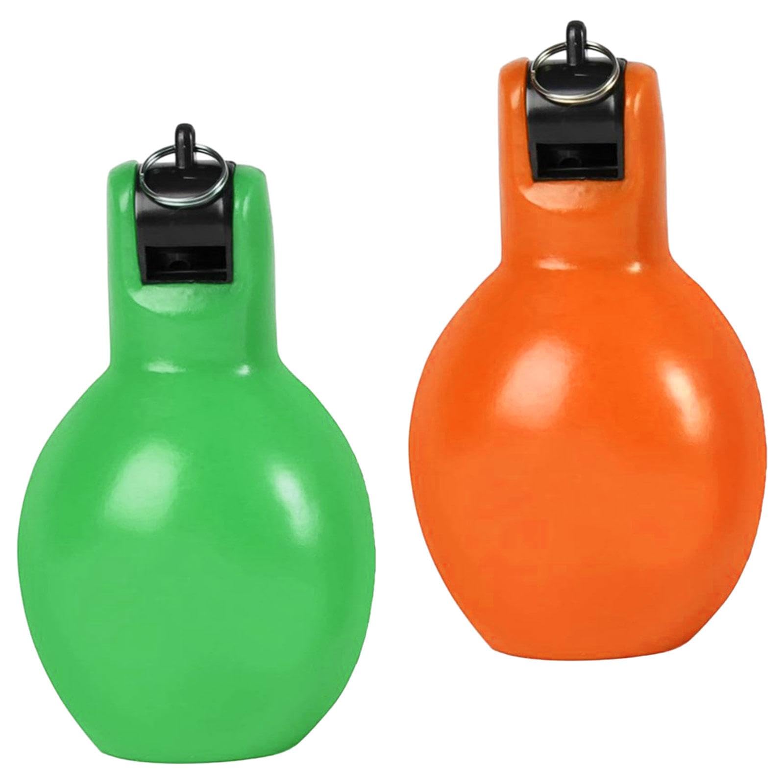 Yiju Pair of Handheld Whistles for Coaches and Trainers in Various Sports, Green and Orange