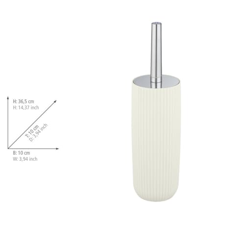 WENKO Agropoli toilet brush set, cream white, closed toilet brush holder made of high-quality plastic with sculptural design and textured surface, BPA-free, hygienic toilet brush, 10 x 36.5 cm - Image 3