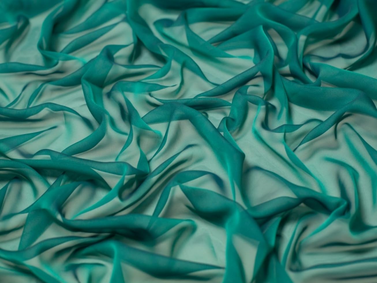 Minerva Core Range Cationic Sheer Chiffon Fabric Jade Green - Lightweight & Suitable for Dressmaking - Approx Width: 145cm / 58" - Sold per metre