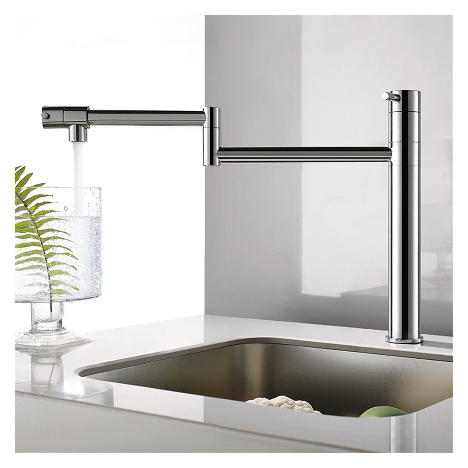 Robinet de remplissage de pot en laiton chromé chic pour cuisine moderne