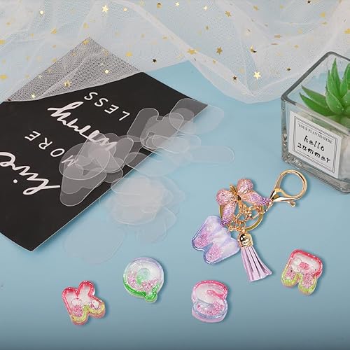 Miniatura 2 de Voyyphixa Juego de 10 películas de resina para sellar plástico del alfabeto, láminas protectoras de silicona de arena movediza para bricolaje,