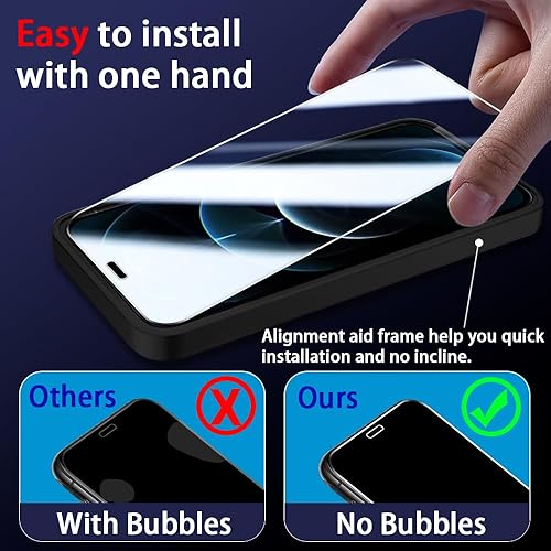 Miniatura 2 de Paquete de 3+3+1 protector de pantalla para iPhone 12 Pro 6.1 pulgadas, 3 protectores de pantalla, 3 protectores de lente de cámara, marco de fácil