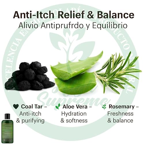 Miniatura 5 de Alquitrán de Hulla, Sábila y Romero Champú (alquitrán de hulla, aloe vera y romero) 16.9 fl oz  Fórmula antipicazón y purificante  Cuidado calmante