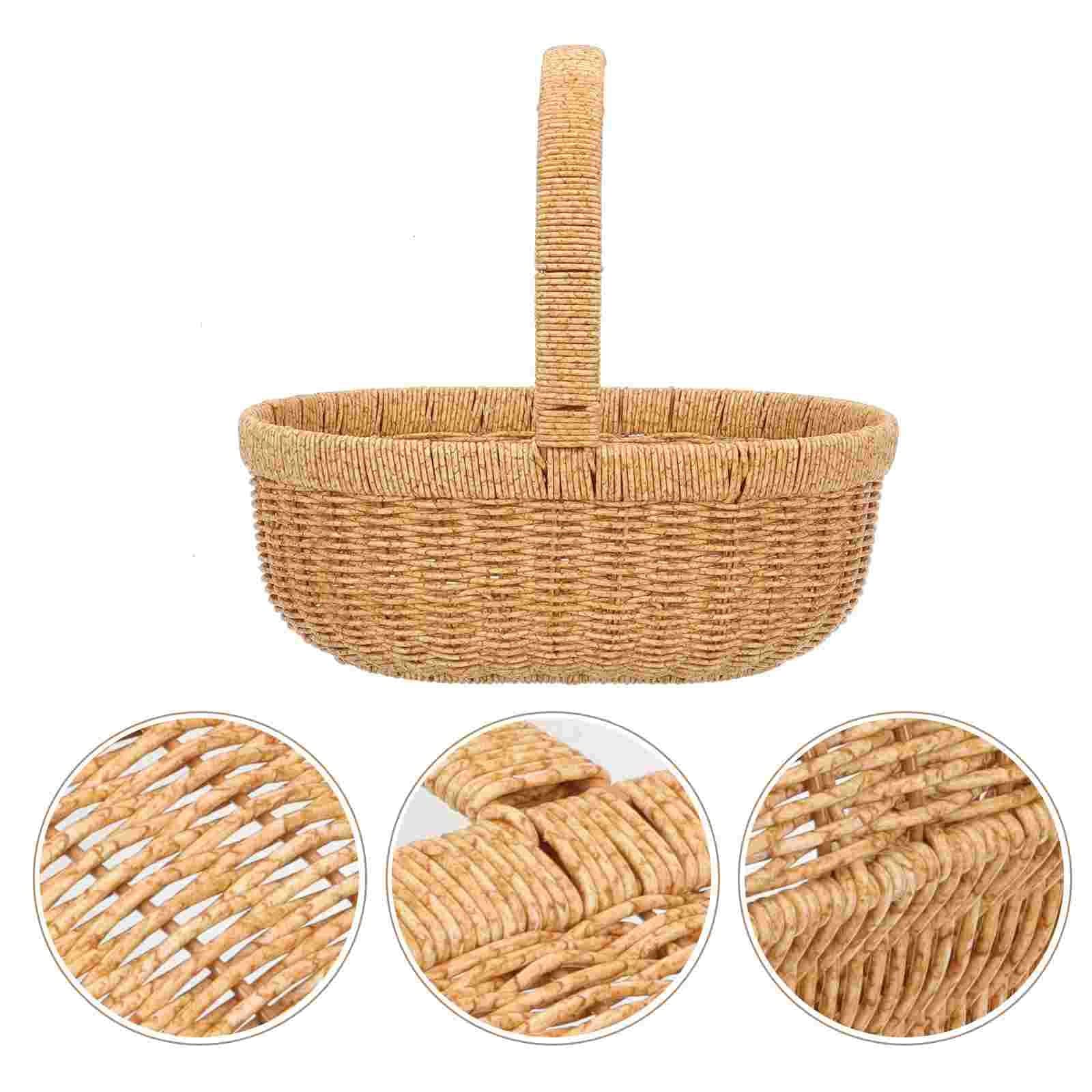 Panier De Pâques Enfant En Osier Naturel Avec Poignées - Parfait Pour Œufs, Fruits, Fleurs Et Chasse Aux Trésors