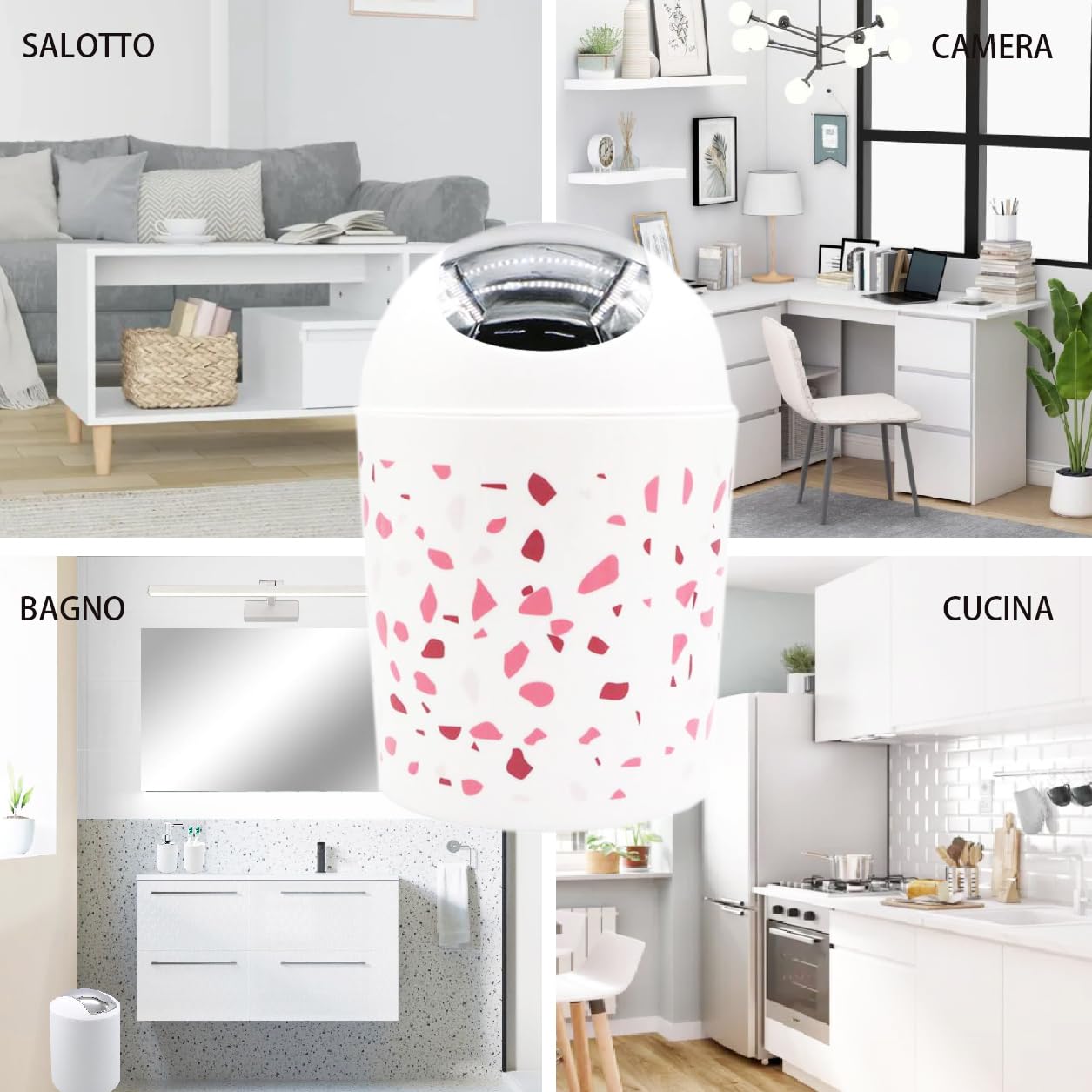 Cestino Ufficio Pattumiera Da Tavolo Piccola - Con Coperchio Per Ufficio, Bagno E Scrivania Cestino Piccolo Ufficio