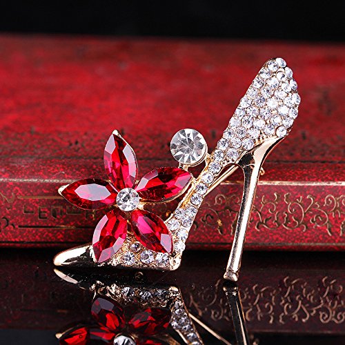 Image of Crystal High Heels Shoes Brooch Pins Jewelry Gift For Women Men