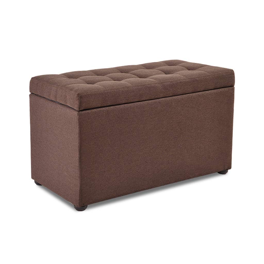 Pouf siège avec coffre de rangement de couleur marron pour salon
