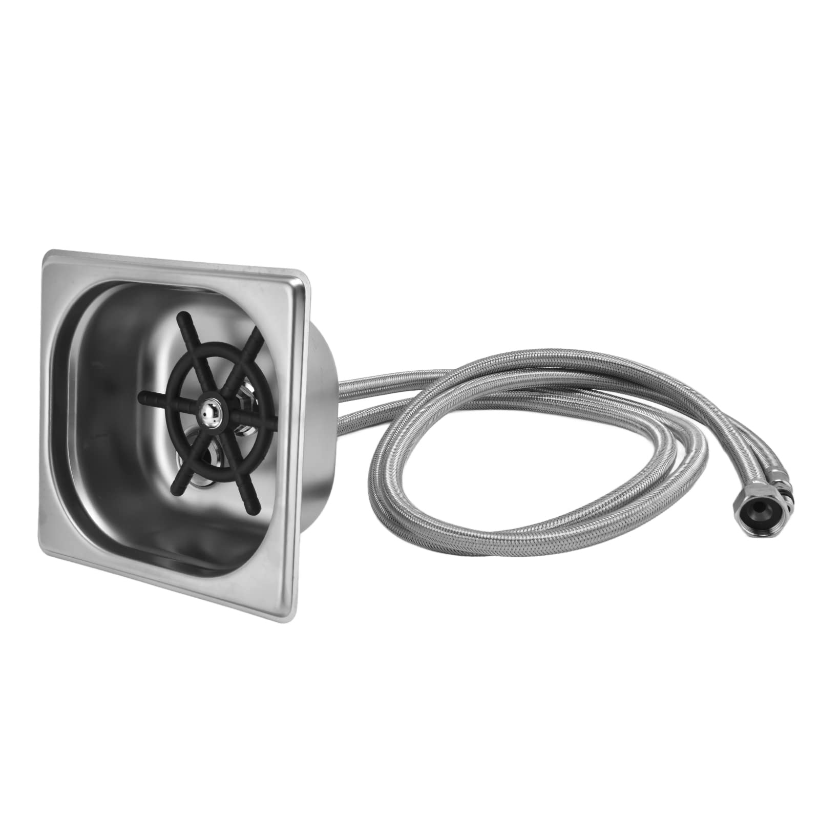 Stainless Steel Glass Rinser - Efficient Automatic Cup Washer for Bars, Restaurants, Coffee Shops, and Hotels (Stainless Steel Color)