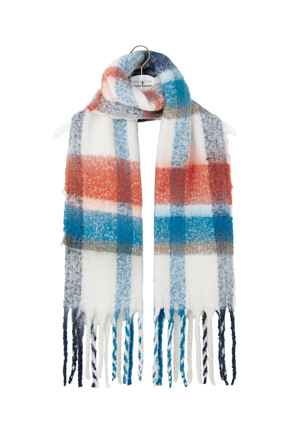 Lighthouse Women's Rust Deep Teal Mocha Acrylic Scarf - Shawl - One Size