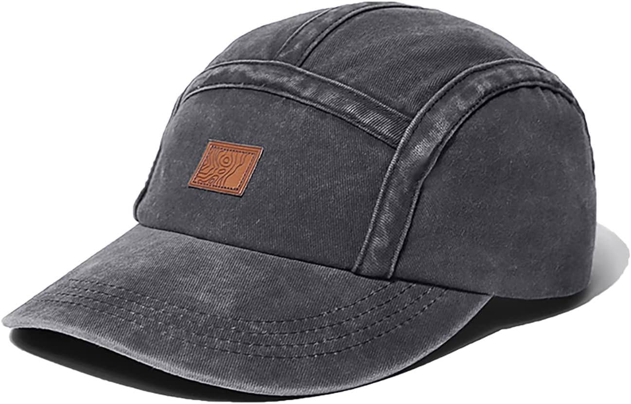 ClapeCotton Washed Baseball Cap Vintage 5 Panel Cap Low Profile Dad Hat Casual Sun Cap Adjustable Outdoor Sport Hat