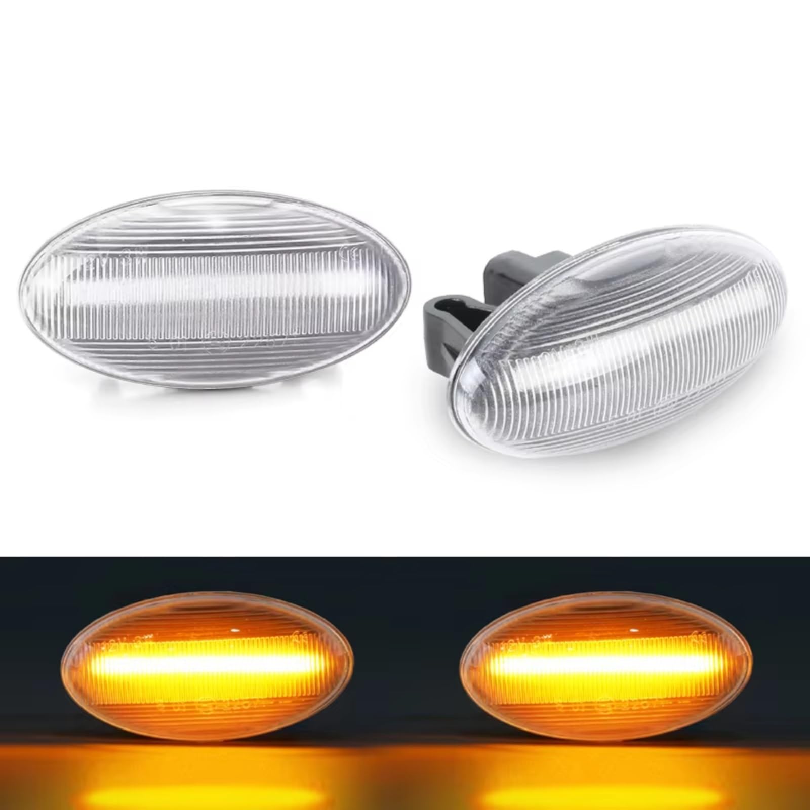 Indicatore Laterale Dinamico Compatibile Con Citroen Per C-Crosser Per Jumpy Per Dispatch 2007-2020 Car Side Marker Lamp Indicatore Di Direzione 9680057480(White,Normal)