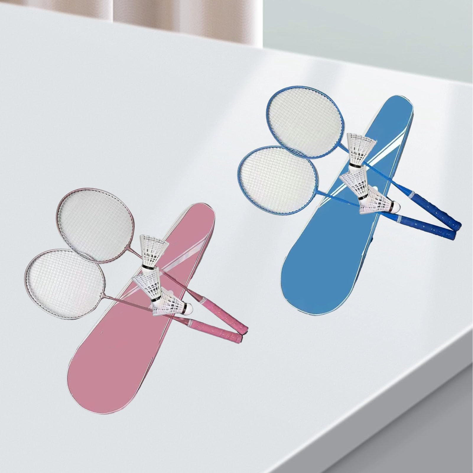 Tbest Set di Racchette da Badminton, 2 Pezzi Racchette da Badminton Sportive Racchette da Badminton Leggere con Volani Borsa da Trasporto per Adulti e Adolescenti per Giochi All'aperto