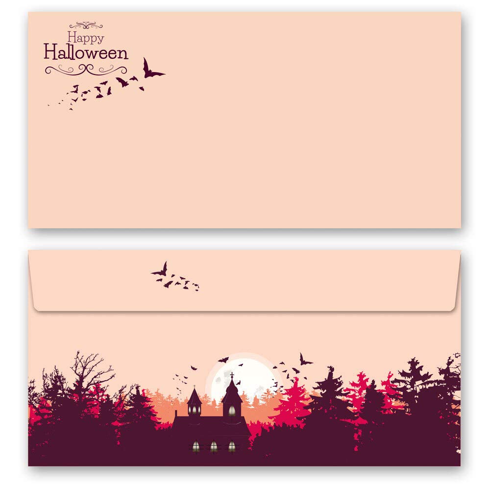 Papier à Lettres Et Enveloppes Halloween - 10 Feuilles A4 + 10 Enveloppes DIN LONG, Motif Automne Et Citrouilles - 4