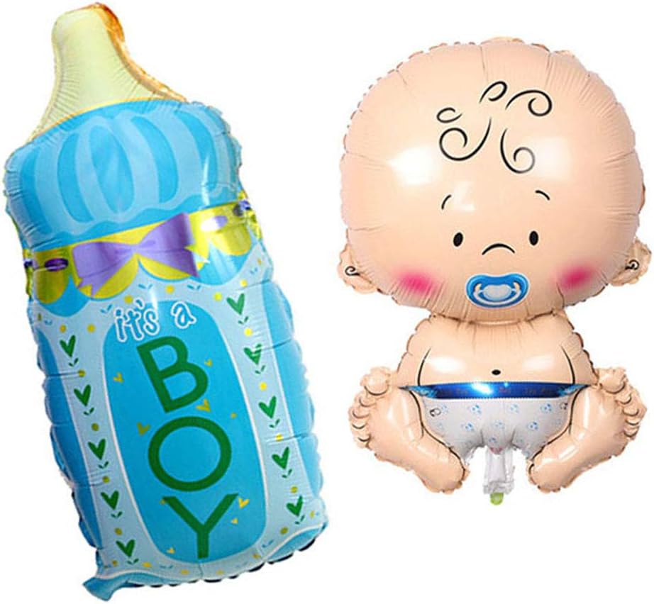 2PCS It's A Boy Balloon Kit Baby Boy Shape Balloon Foil Balloon Blue Feeding Bottle Helium Balloon Great for Welcome Baby Shower Pregnancy Gender Reveal Party Décor