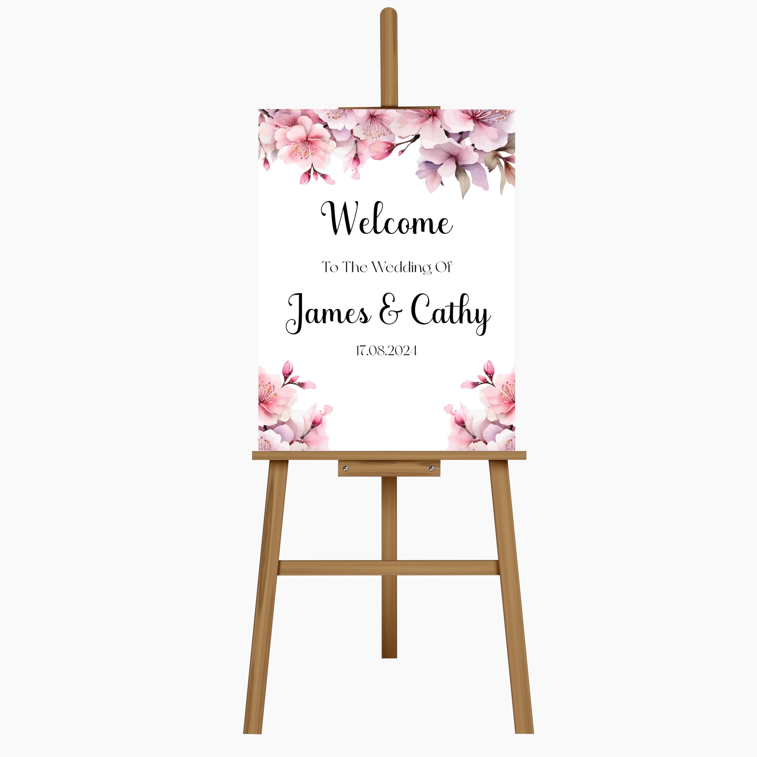 Personalised Floral Wedding Welcome Entrance Large Sign Board – Perfect for Couples Engagement, Reception Foam Board (Red Floral - A2) — image 1