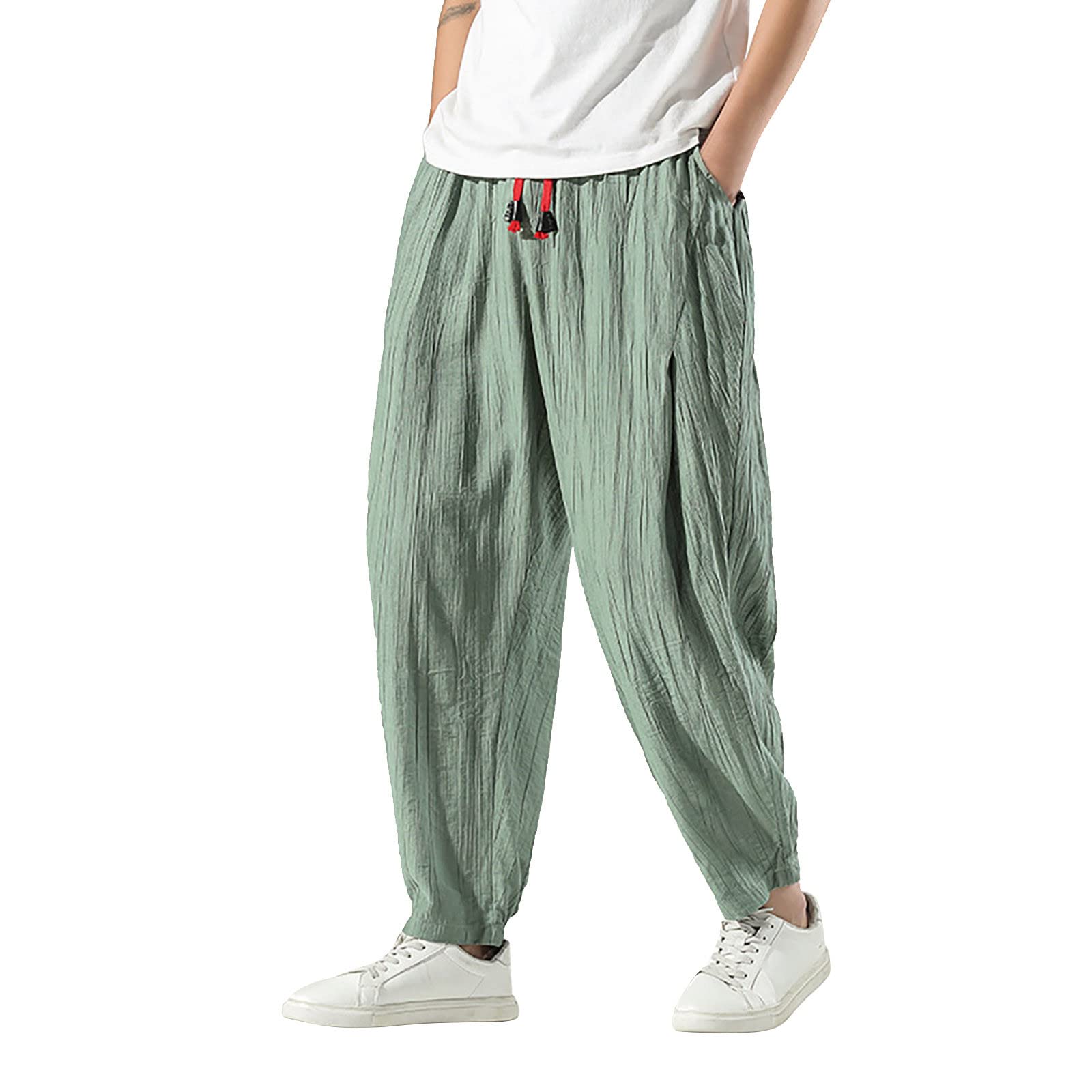 Japan Style Tracksuit Bottoms, Men's Harem Trousers, Casual Trousers, Linen Trousers, Sports Baggy Harem Trousers, Jogging Bottoms, Men's Sports Trousers, Oversized Trousers with Elastic Band, Men's