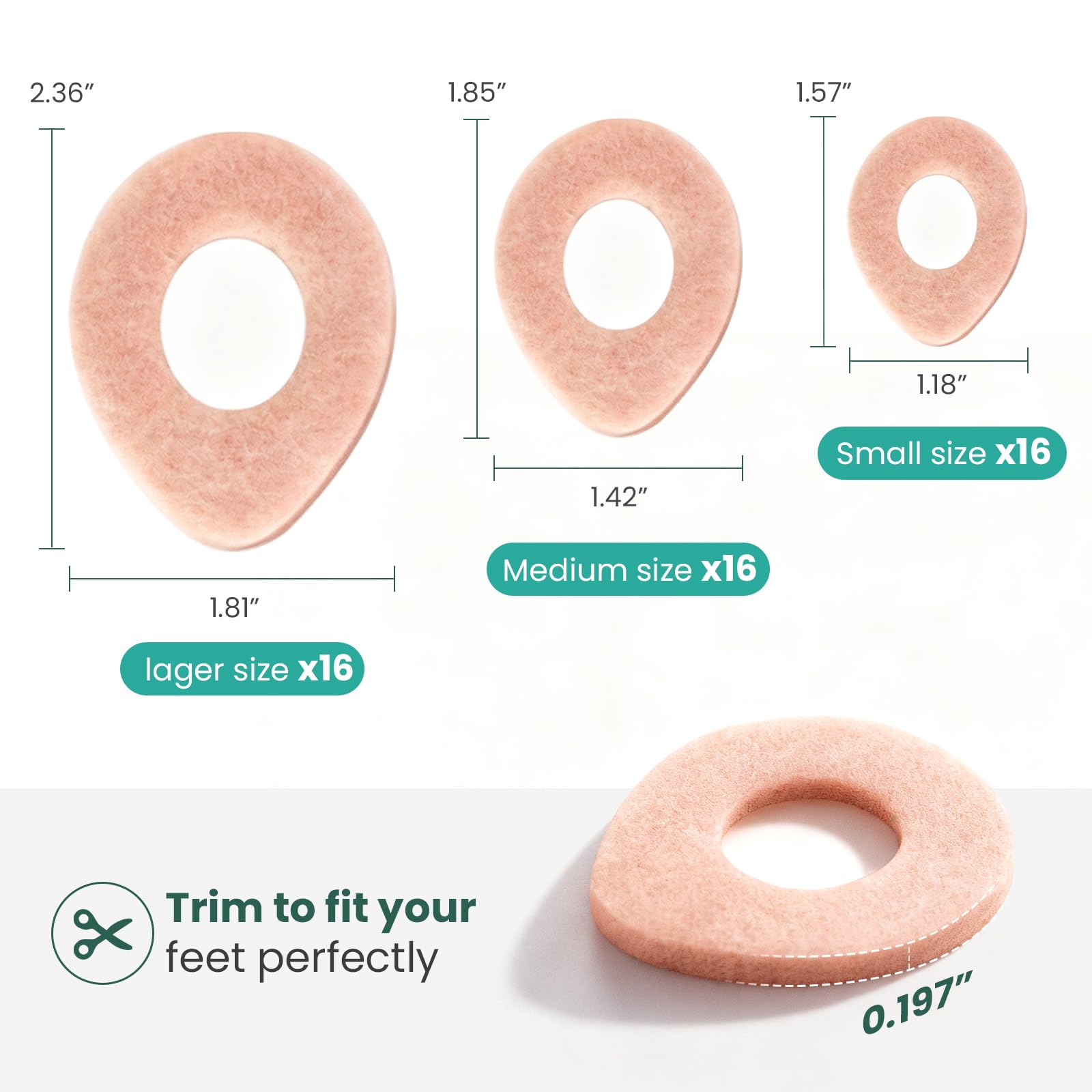 Welnove cerotti occhio di pernice - 48pcs Cerotti calli piedi cuscinetti per calli per piedi e dita dei piedi - Proteggono piedi, talloni e dita dei piedi da sfregamenti e frizioni - Design ovale