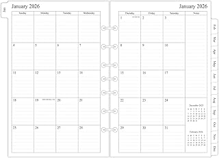 newestor 2025-2026 Monthly Planner Refills 5.5" x 8.5" for Mini Binder, 15 Months from Oct 2025 to Dec 2026, Desk Size