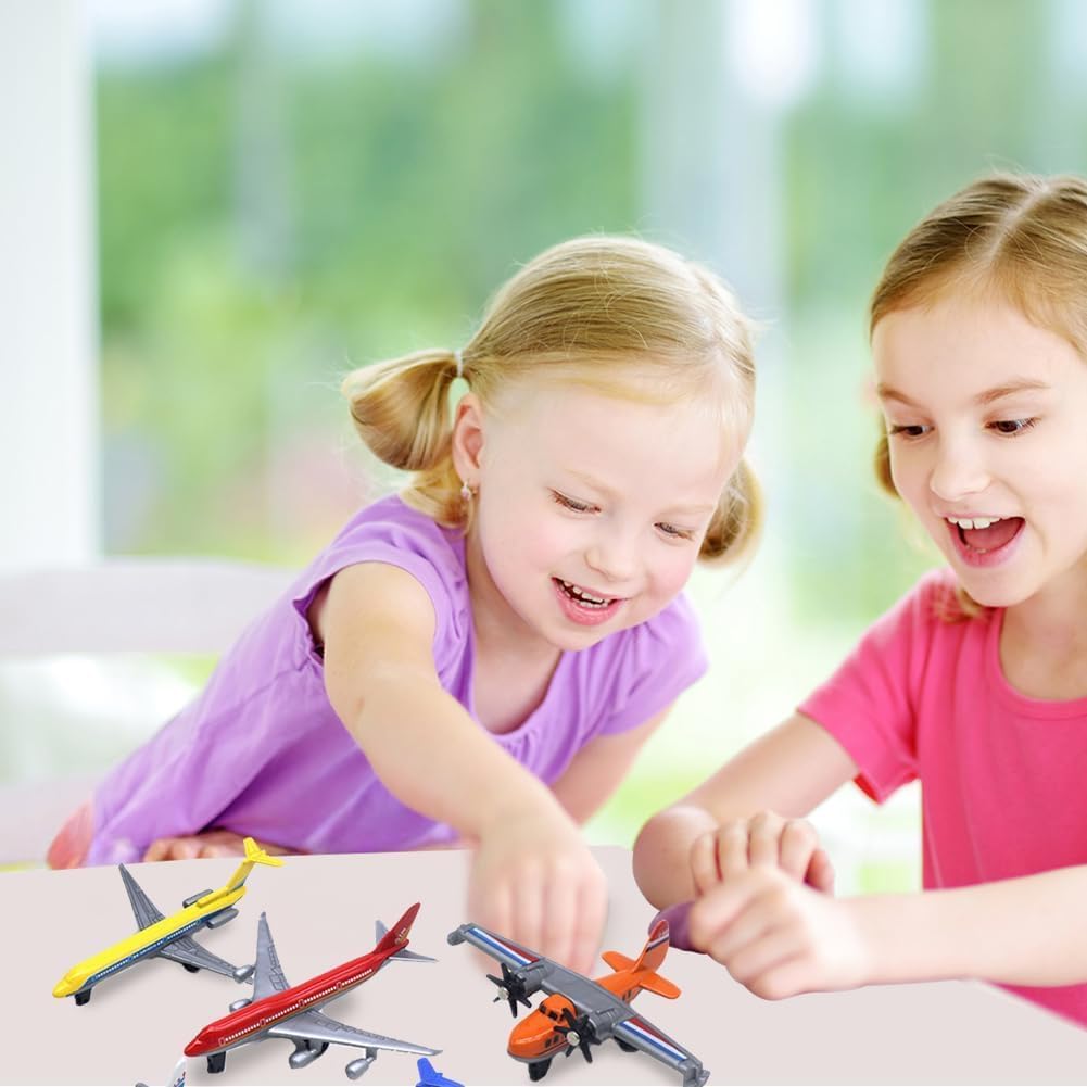 GVMJHYK Lot De 4 Petits Avions Jouets à Tirer – Modèles Réduits Avion Alliage, Idéal Enfants & Collectionneurs (Jeux Extérieur & Intérieur)