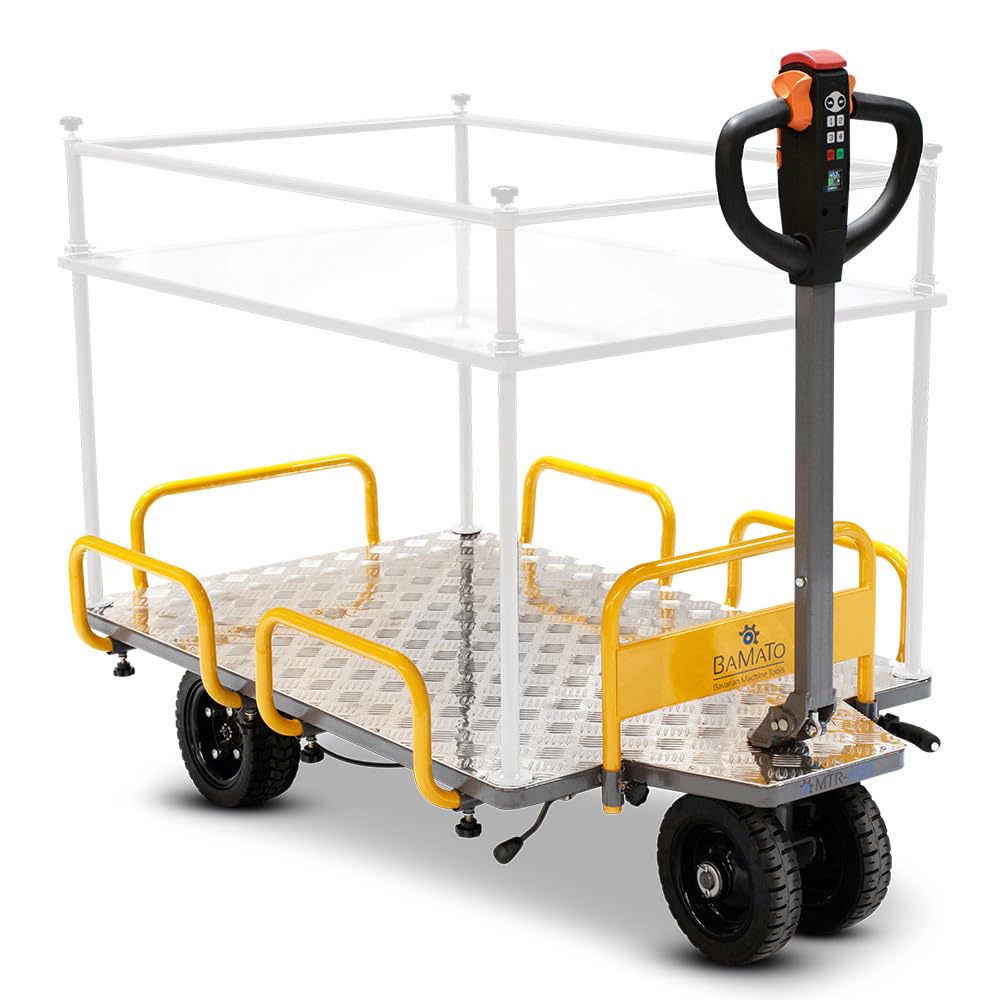 BAMATO Transportwagen MTR-400 | 100% Elektrisch | 400kg Traglast | Elektroantrieb oder Handbetrieb | Bollerwagen Hubwagen Materialtransportwagen