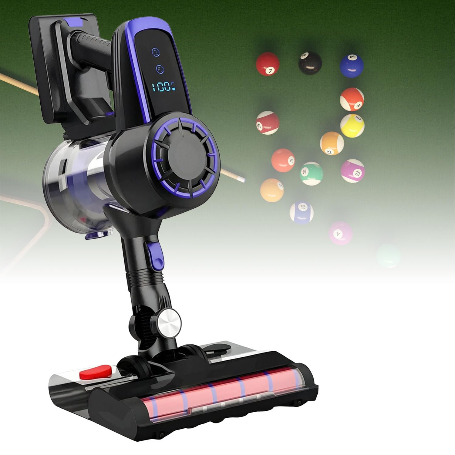 Pulitore elettrico per tavolo da biliardo, spazzola senza fili con batteria rimovibile, 2 regolazioni di velocità per sale da biliardo e cura delle tovaglie