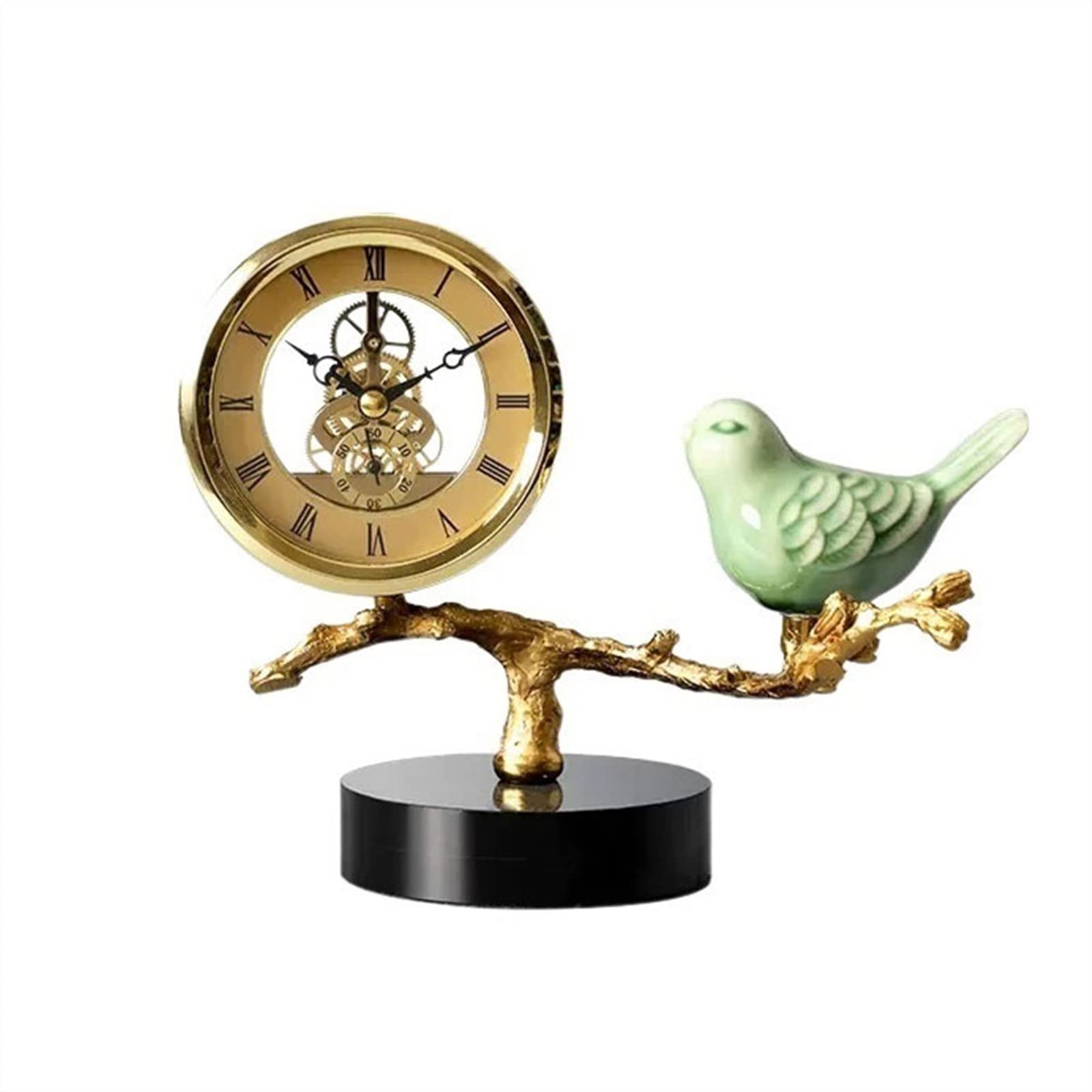 S5b8W3g7 Mantel Clocks Vintage Luxury Seat Clock Home Silent Decoration Brass Dial Ceramic Bird Decorate
