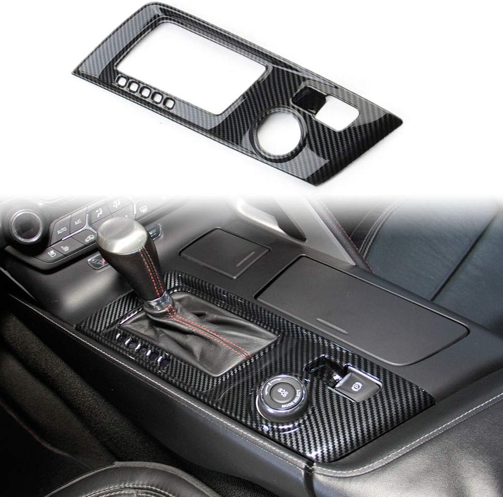 Carbon Fiber Look Control Gears Panel Protective Cover molding Trims Accessories for 2014 2015 2016 2017 2018 Chevrolet Corvette C7 (Automatic Gear)