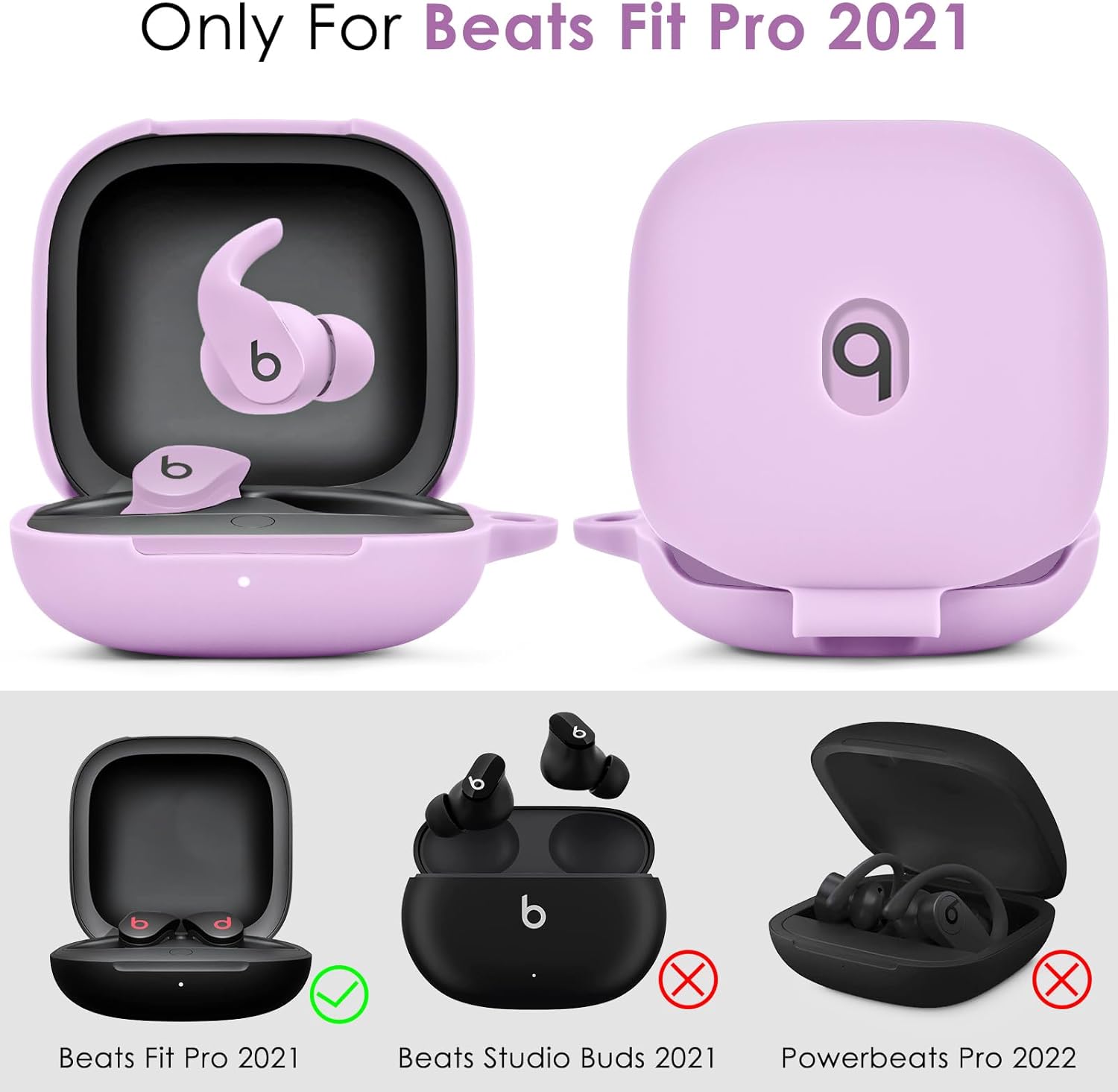 Case for Beats Fit Pro Cover, VISOOM Soft Case for Apple Beats Fit Pro 2021 Silicone Protective Beats Pro Case Shockproof Beat Pro Fit Case Logo Visible Beats Earbud Case Cover with Keychain - Image 2
