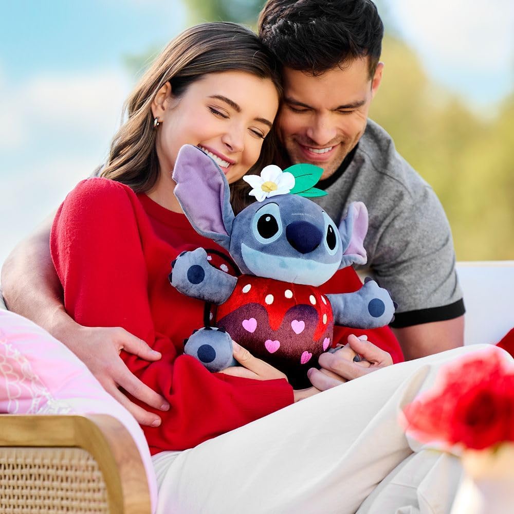 Disney Store Official Stitch Valentine's Day Plushie - Chocolate Dipped Strawberry Design, Embroidered Features, Super Soft Stuffed Animal - Inspired by Lilo & Stitch
