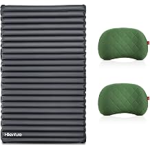 Hikenture Double Sleeping Pad with 2 Inflatable Camping Pillows Green