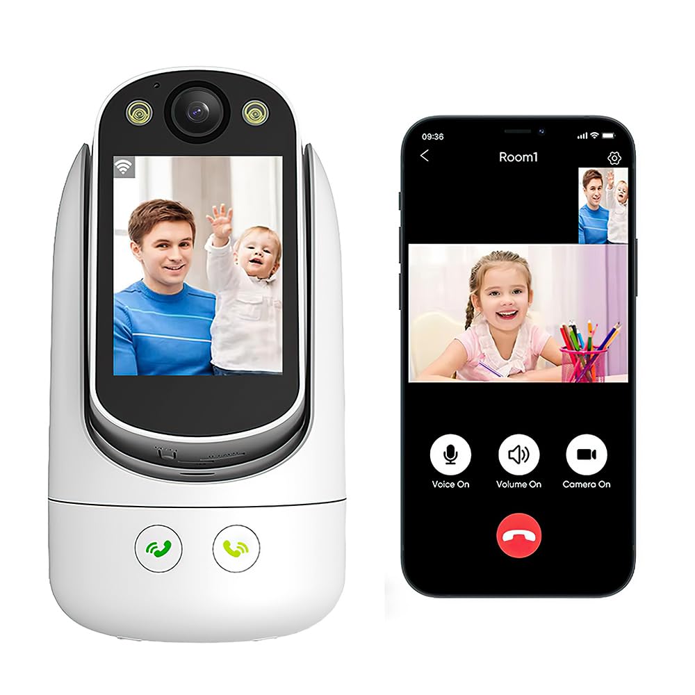 Video Call Security Camera Indoor, Nanny Camera Baby Camera Pet Camera,2-Way Video Call,2-Way Audio, 360°Pan/Tilt WiFi Camera for Home Security, Motion Tracking, 1080P 2.8 inch HD Screen,Night Vision