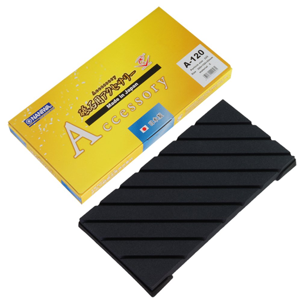 Sanelli Ambrogio, Naniwa - Piedra de molienda profesional, grano #220, ideal para el mantenimiento de las piedras de afilar cuchillos, fabricada en Japón, tamaño grande, color negro