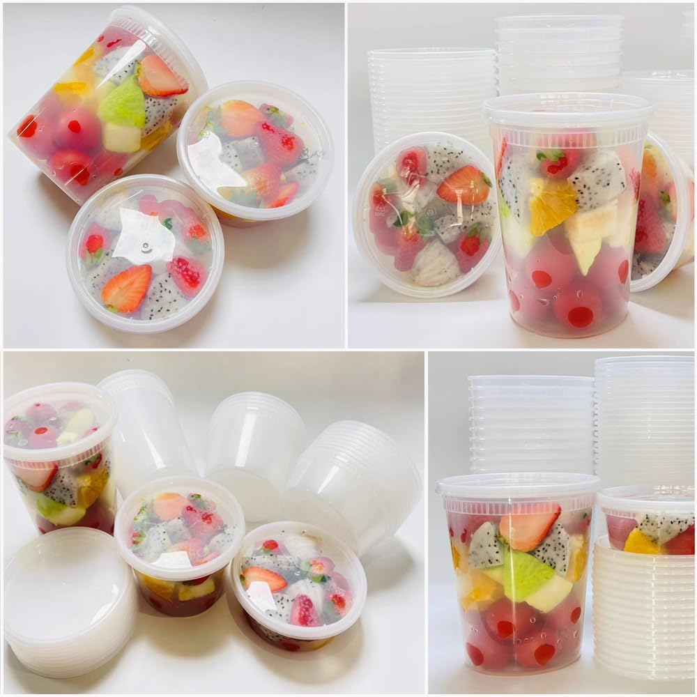[80 Combo Sets] Food Storage Containers with Lids, 8oz, 16oz, 32oz Plastic Deli Containers with Lids Freezer Storage Containers, BPA Free Leakproof, Microwave | Dishwasher | Freezer Safe - Image 7