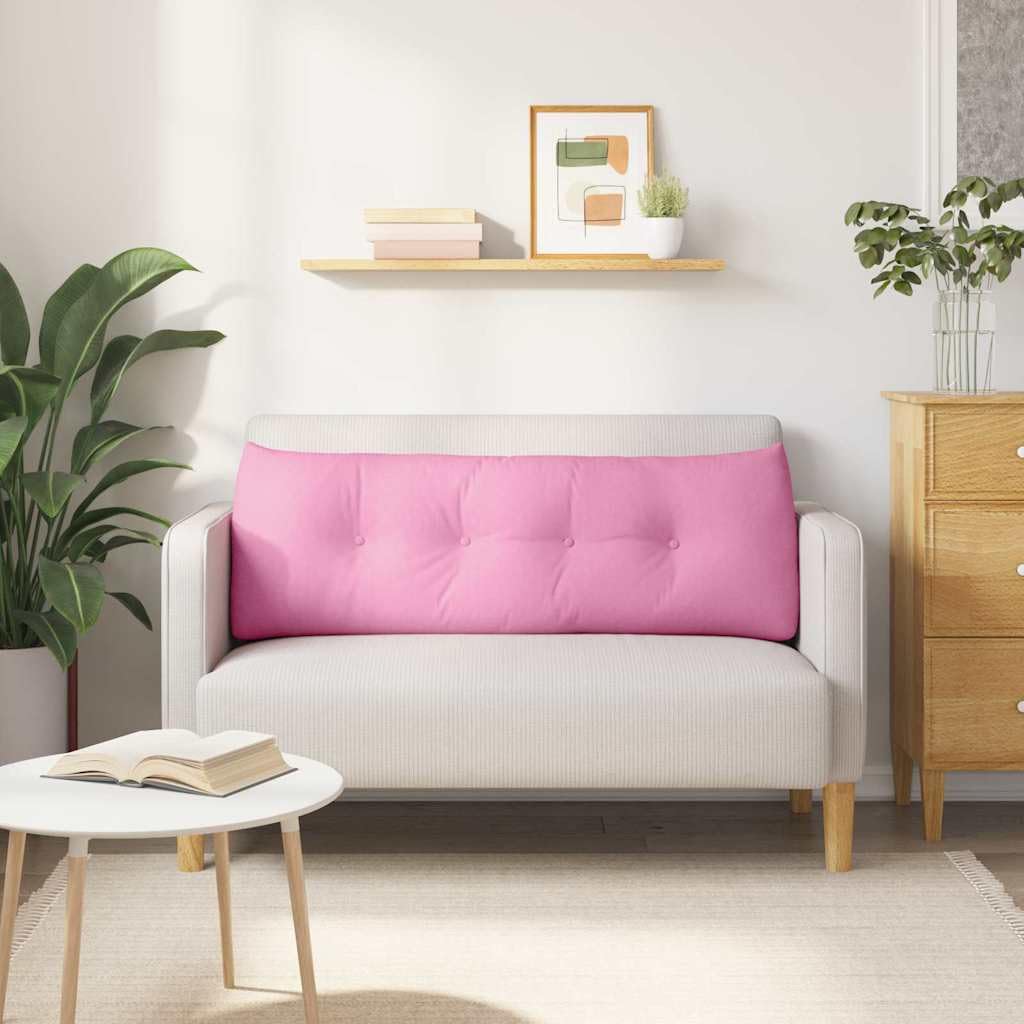 Moderno cuscino per la schiena rosa, 140 x 24 x 50 cm, in tessuto vellutato con design ergonomico e imbottitura in poliestere, con cerniera per una facile pulizia, ideale
